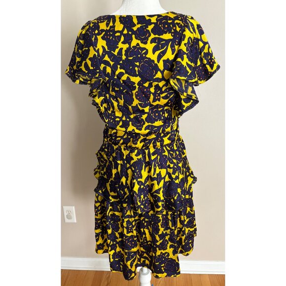 A.L.C. Viera Twist Front Mini Dress in Silk Size 6 Purple and Yellow Florals - Picture 7 of 15